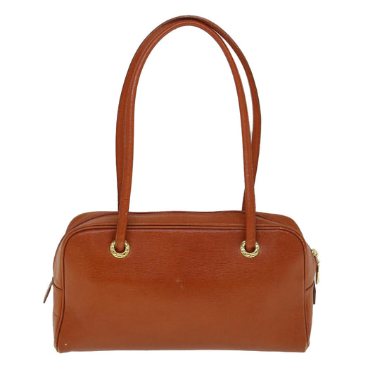 BurberrySs Shoulder Bag Leather Orange Auth yk9596
