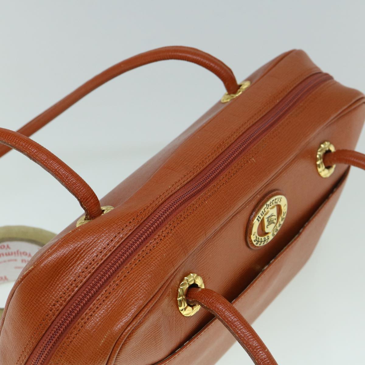 BurberrySs Shoulder Bag Leather Orange Auth yk9596