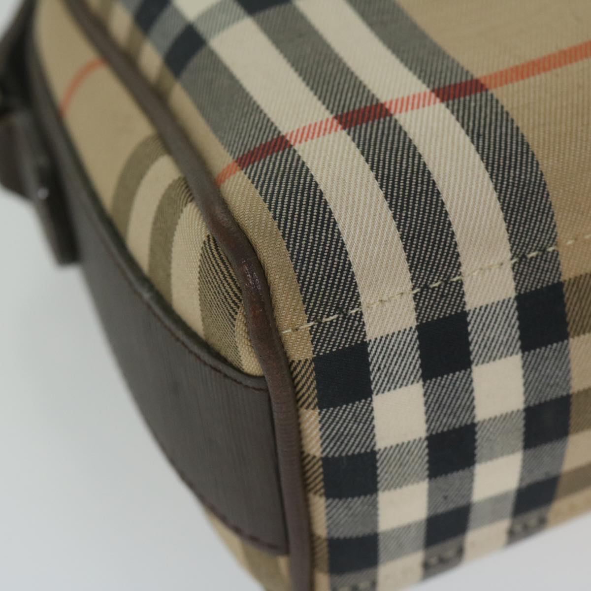 BurberrySs Nova Check Shoulder Bag Nylon Canvas Beige Auth yk9756