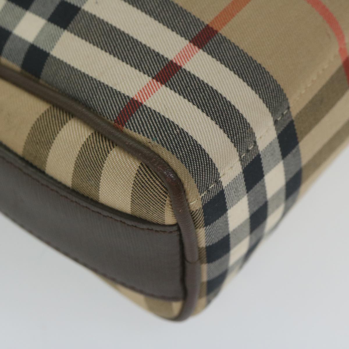 BurberrySs Nova Check Shoulder Bag Nylon Canvas Beige Auth yk9756