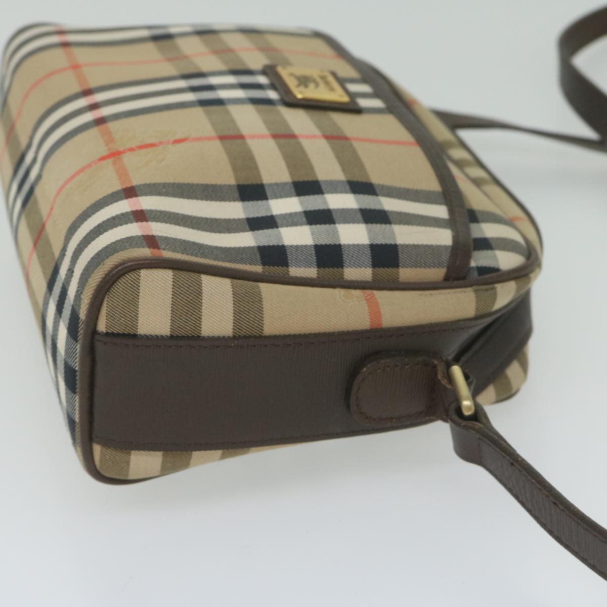 BurberrySs Nova Check Shoulder Bag Nylon Canvas Beige Auth yk9756