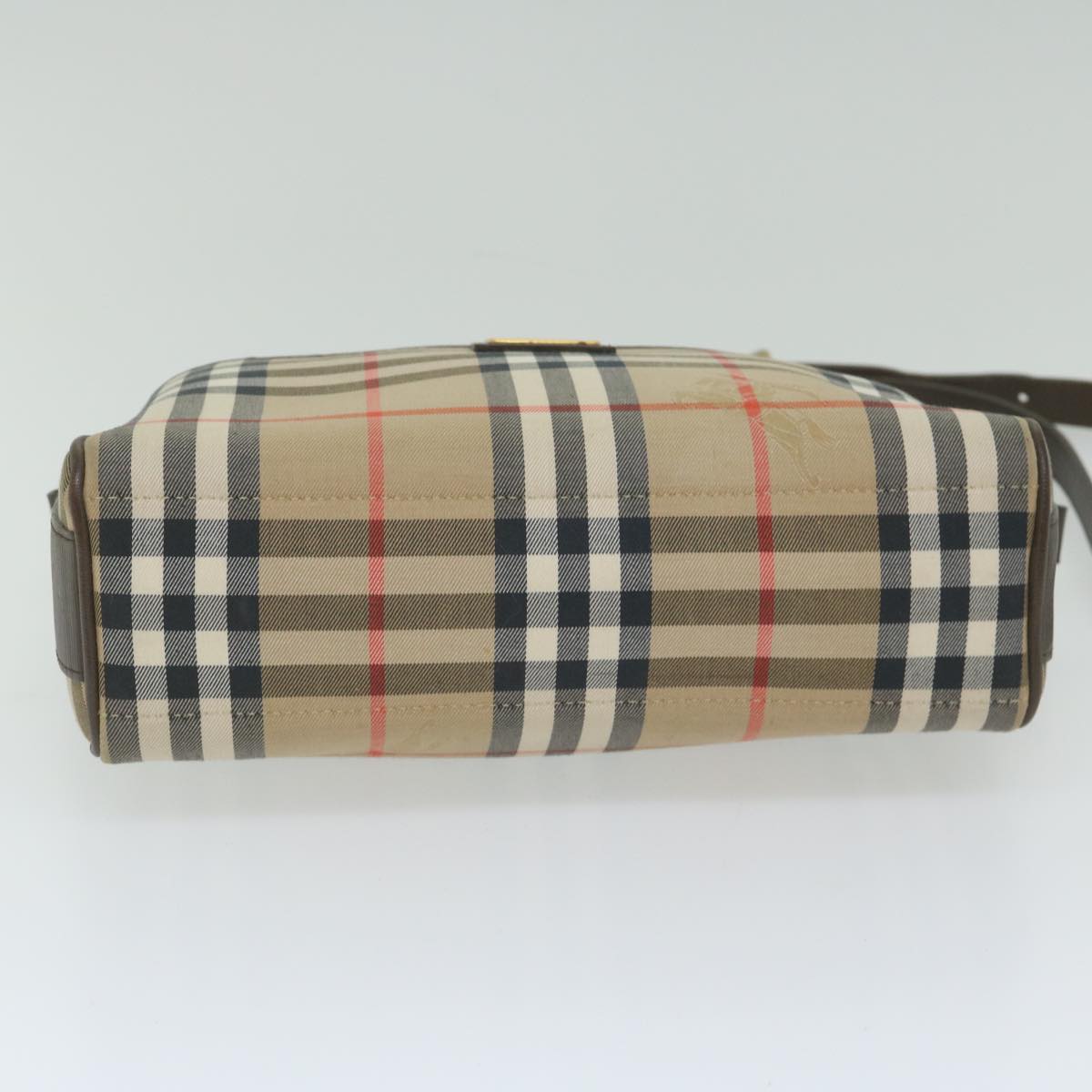 BurberrySs Nova Check Shoulder Bag Nylon Canvas Beige Auth yk9756