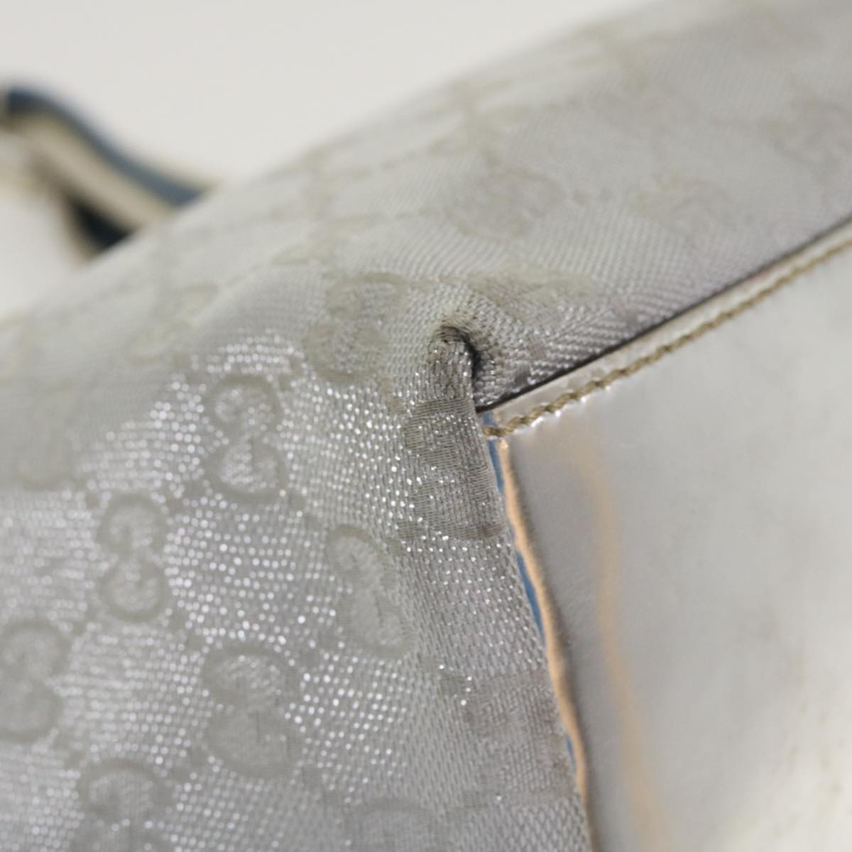 GUCCI GG Canvas Sherry Line Tote Bag Silver Blue gray 131223  yt974